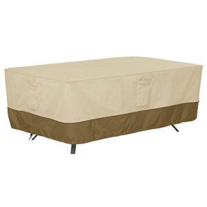 classic accessories veranda water-resistant 96 inch rectangular/oval patio table cover, outdoor table cover