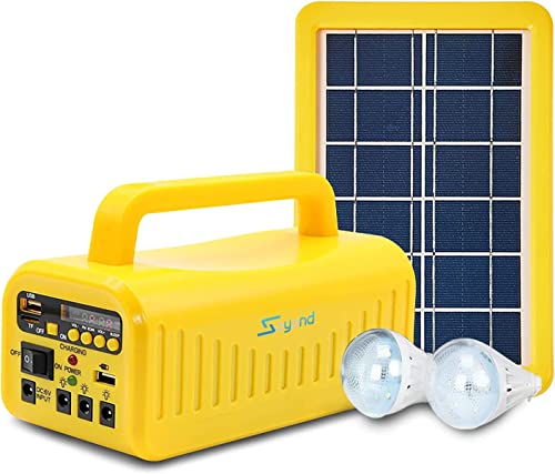 Portable Power Station - Soyond Battery Generator with Solar Generator (Solar Panel Included) 8000mAh Battery 2 LED Bulbs Fm Radio for Outdoors Camping Travel Emergency