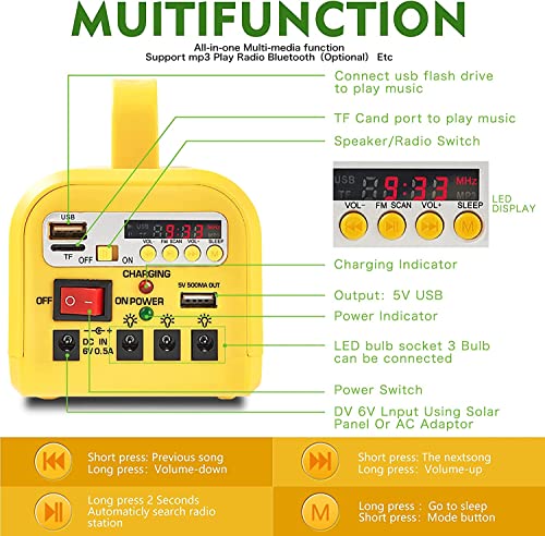 Portable Power Station - Soyond Battery Generator with Solar Generator (Solar Panel Included) 8000mAh Battery 2 LED Bulbs Fm Radio for Outdoors Camping Travel Emergency