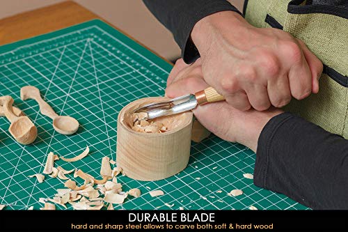 BeaverCraft, Wood Carving Bent Gouge K8a/14 0.55" - Spoon Carving Tools - Woodworking Hand Chisel Compact Wood Carving Knife for Beginners and Profi - Hobbies for Adults and Kids - Carbon Steel Blade