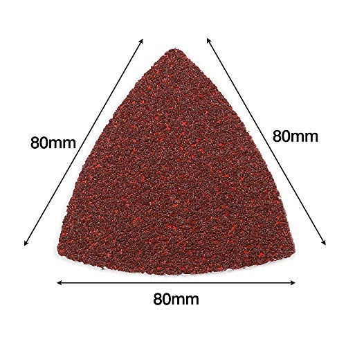 Coceca 100pcs Triangle Sanding Pads Sandpaper Hook and Loop Sanding Sheet for Wood Fit 3-1/8 Inches Oscillating Multi Tool, 40/60/80120/180/240 Grit