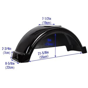 ECOTRIC 2 Pcs Trailer Fenders W/Steps Compatible with Single-Axle Trailers 13" Diameter Wheels Tires Plastic Fenders - Black