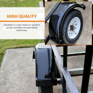 ECOTRIC 2 Pcs Trailer Fenders W/Steps Compatible with Single-Axle Trailers 13" Diameter Wheels Tires Plastic Fenders - Black