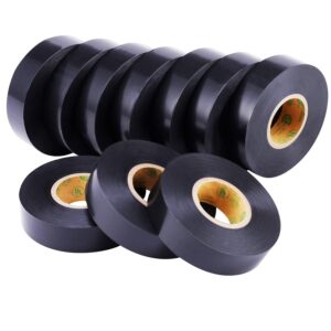 lichamp 10-pack black electrical tape waterproof, 3/4 in x 66ft, industrial grade ul/csa listed high temp electrical tape electric super vinyl