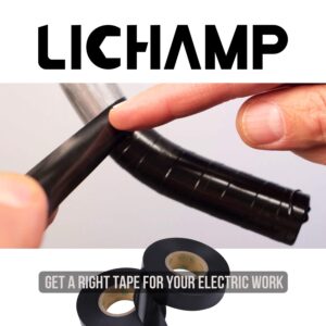 Lichamp 10-Pack Black Electrical Tape Waterproof, 3/4 in x 66ft, Industrial Grade UL/CSA Listed High Temp Electrical Tape Electric Super Vinyl