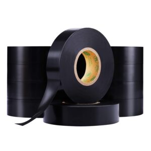 Lichamp 10-Pack Black Electrical Tape Waterproof, 3/4 in x 66ft, Industrial Grade UL/CSA Listed High Temp Electrical Tape Electric Super Vinyl
