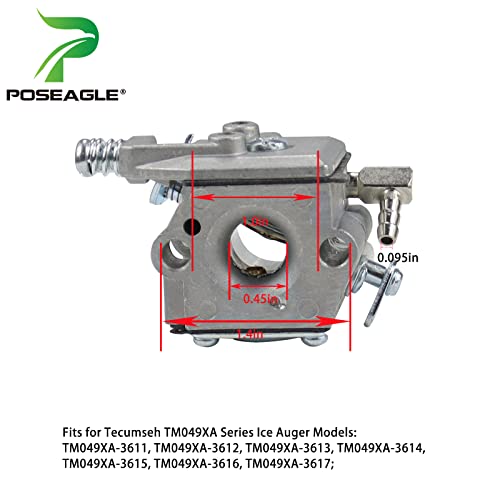 POSEAGLE 640347A Carburetor Replaces Tecumseh 640347A, 640347 for Tecumseh TC200, TC300, TM049XA 2 Cycle Vertical Engine of Strikemaster Jiffy Ice Auger