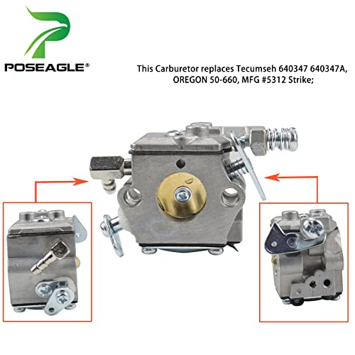 POSEAGLE 640347A Carburetor Replaces Tecumseh 640347A, 640347 for Tecumseh TC200, TC300, TM049XA 2 Cycle Vertical Engine of Strikemaster Jiffy Ice Auger