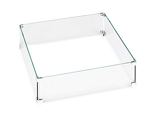 Hiland AWS-SQ22 Fire Pit Glass Square Wind Screen, Square, Clear