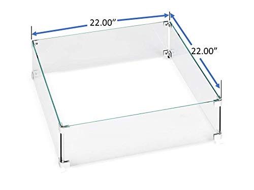 Hiland AWS-SQ22 Fire Pit Glass Square Wind Screen, Square, Clear