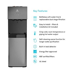 Avalon A5BLK Self Cleaning Bottleless Water Cooler Dispenser, UL, NSF certified Filters, Black Stainless Steel, full size