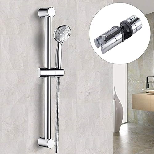 Adjustable Shower Head Holder for Slide Bar,Universal 18-25MM O.D. Rail Head Bracket Holder for Slide Bar Slider Clamp Bathroom Replacement 360 Degree Rotation Sprayer Holder (ABS Chrome)