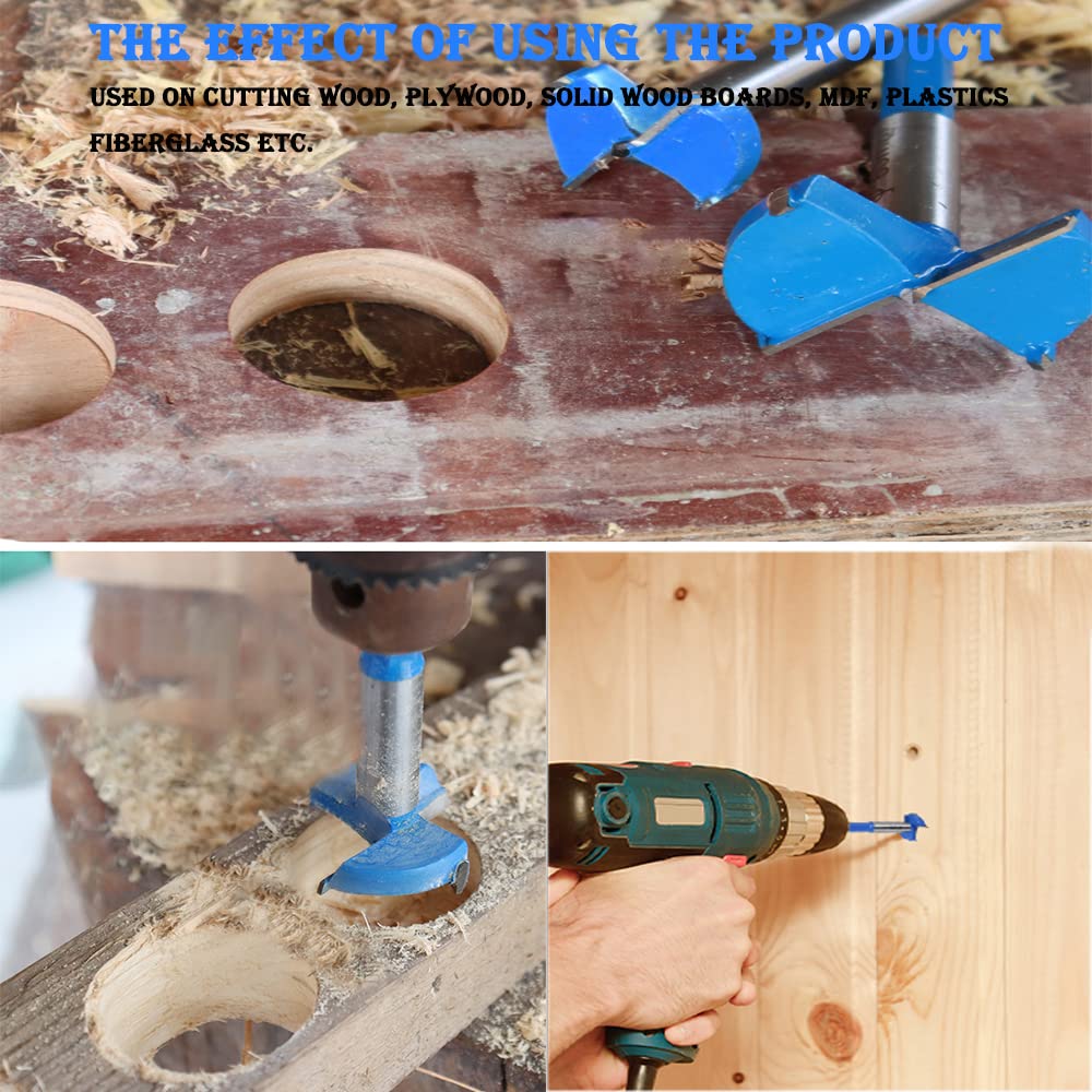 Utoolmart 65mm Forstner Drill Bit, Cemented Carbide Wood Cutter Tool, Woodworking Hinge Hole Drilling Boring Bit Cutter (Blue)