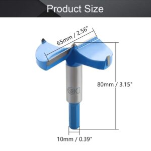 Utoolmart 65mm Forstner Drill Bit, Cemented Carbide Wood Cutter Tool, Woodworking Hinge Hole Drilling Boring Bit Cutter (Blue)