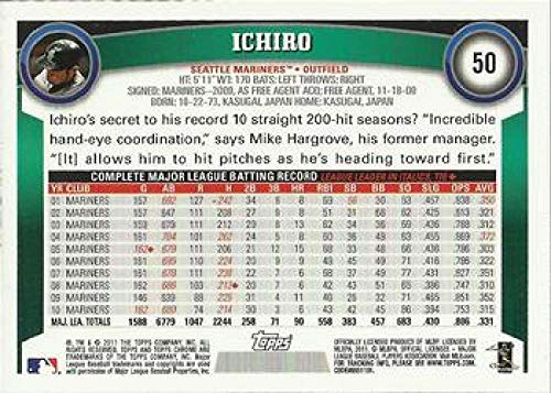 2011 Topps Chrome #50 Ichiro Suzuki Mariners MLB Baseball Card NM-MT