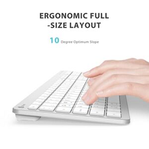 iClever GK08 Wireless Keyboard and Mouse - Rechargeable, Ergonomic, Quiet, Full Size Design with Number Pad, 2.4G Stable Connection Slim Mac Keyboard and Mouse for Windows Mac OS Computer