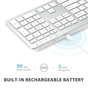 iClever GK08 Wireless Keyboard and Mouse - Rechargeable, Ergonomic, Quiet, Full Size Design with Number Pad, 2.4G Stable Connection Slim Mac Keyboard and Mouse for Windows Mac OS Computer