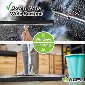 Alpine Industries Industrial-Duty Curved Floor Squeegee - Wide Commercial Cleaner Head Replacement w/Rubber Blade - 24 inches