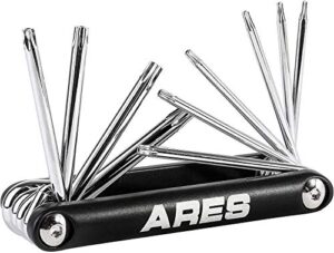 ares 44000-10-piece tamper-proof folding star key set - sizes include t-6 to t-30 - corrosion-resistant cr-v steel construction