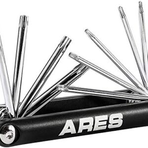 ARES 44000-10-Piece Tamper-Proof Folding Star Key Set - Sizes Include T-6 to T-30 - Corrosion-Resistant CR-V Steel Construction