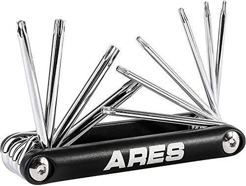 ARES 44000-10-Piece Tamper-Proof Folding Star Key Set - Sizes Include T-6 to T-30 - Corrosion-Resistant CR-V Steel Construction