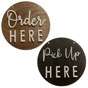 order here pick up window wood & acrylic hanging business sign coffee shop restaurant bakery ice cream stand decor pick up kiosk retail