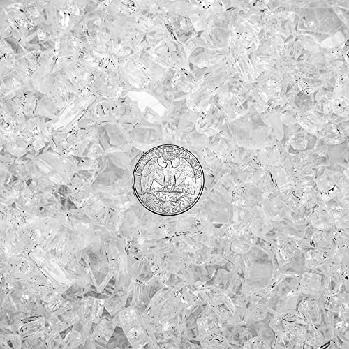 onlyfire 10-Pounds High Luster Fire Glass for Natural or Propane Fire Pit Fireplace & Landscaping, 1/2-Inch Platinum