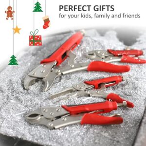 FASTPRO 4-Piece Locking Pliers Set With Heavy Duty Grip, 5", 7" and 10" Curved Jaw Locking Pliers, 6-1/2" Long Nose Locking Pliers Included, Vise Grip Wrench Set