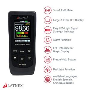 AF-3500 EMF Meter RF Detector and Reader with Calibration Certificate - Measures High and Low EMF Emissions from Cell Phones Towers, Smart Meters, Modems, Power Lines, Appliances, Electrical Boxes