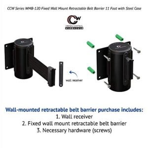 Crowd Control Warehouse - CCW Series WMB-120 Fixed Wall Mount Retractable Belt Barrier - 11 Foot, Caution Do Not Enter with Black Steel Case