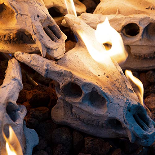 Stanbroil Fireproof Fire Pit and Fireplace Imitated Goat Skull Gas Log for Natural Gas/Liquid Propane, Halloween Decor,1-Pack - Patent Pending