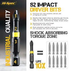 Hi-Spec 44pc Metric 1/4in Impact Screw Driver Bit Set. Hex Shank S2 Steel Screwdriver Bits Box Set for Electric Drill Drivers and Power Screwdrivers