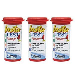 lamotte insta-test 4 plus, free chlorine, bromine, alkalinity, ph, total hardness testing (pack of 3)