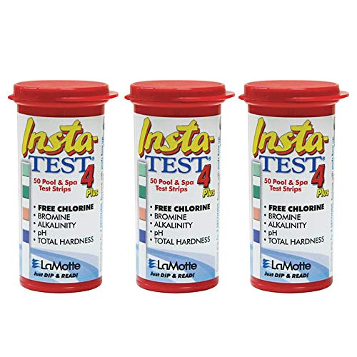 LaMotte Insta-Test 4 Plus, Free Chlorine, Bromine, Alkalinity, pH, Total Hardness Testing (Pack of 3)