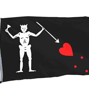 Rhungift Double Sides Pirate Edward Teach Flag Large 3x5 Ft, Moderate-Outdoor 100D Polyester,Canvas Header and Double Stitched- Bloody flags BlackBeard Halloween Flag