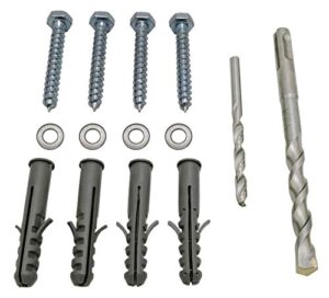 lag bolt kit for mounting tv bracket into wood or concrete - includes heavy duty bolts, fischer concrete anchors and 2 drill bits