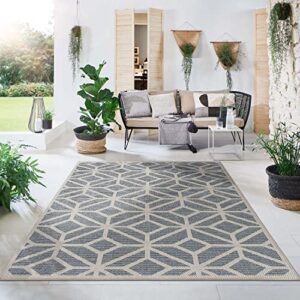 Rugshop Contemporary Geometric Design for Patio Rugs,Deck Rugs,Balcony Rugs Indoor/Outdoor Area Rug 5' x 7' Blue