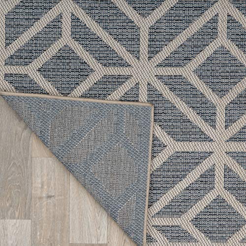 Rugshop Contemporary Geometric Design for Patio Rugs,Deck Rugs,Balcony Rugs Indoor/Outdoor Area Rug 5' x 7' Blue