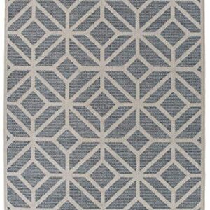 Rugshop Contemporary Geometric Design for Patio Rugs,Deck Rugs,Balcony Rugs Indoor/Outdoor Area Rug 5' x 7' Blue