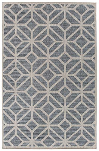 Rugshop Contemporary Geometric Design for Patio Rugs,Deck Rugs,Balcony Rugs Indoor/Outdoor Area Rug 5' x 7' Blue