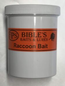 fps) bible's raccoon bait (4 oz.) works in live traps, dp traps, dirt hole set.