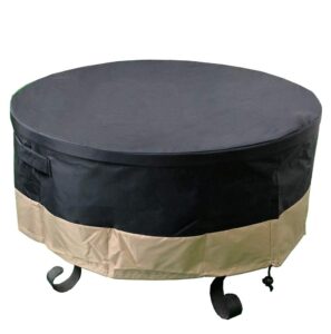 prohome direct 60 inch heavy duty waterproof round fire pit/table cover, weather resistant material patio cover, 60" d x 24" h