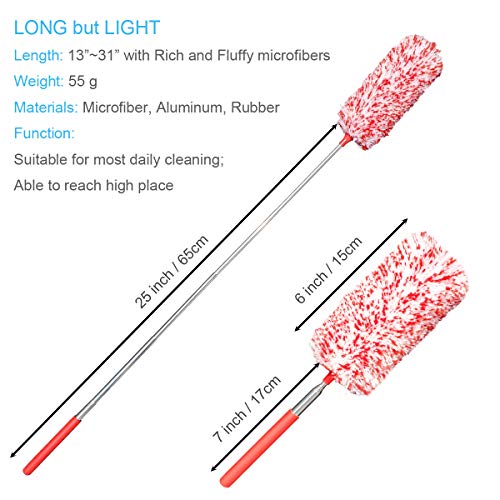 Tonmp 4 Pcs, [Microfiber] Hand [Duster] [Washable] Microfibre Cleaning Tool Extendable [Duster]s for Cleaning Office, Car, Computer, Air Condition