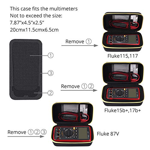 Proster Multimeter Carrying Case Waterproof Shockproof Fluke Digital Multimeter Hard Case Multimeter Bag for 101/115/116/117/113/114/F15B /F17B /F18B Tacklife DM01M