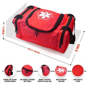 ASA TECHMED First Aid Responder EMS Emergency Medical Trauma Bag EMT, Fire Fighter, Police Officer, Paramedics, Nurse, Red