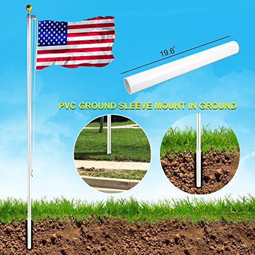 Voilamart 25 FT Sectional Flag Pole Heavy Duty Aluminum Outdoor In ground Flagpole with 3'*5' American Flag and Gold Ball for Residential or Commercial Use