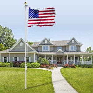 Voilamart 25 FT Sectional Flag Pole Heavy Duty Aluminum Outdoor In ground Flagpole with 3'*5' American Flag and Gold Ball for Residential or Commercial Use