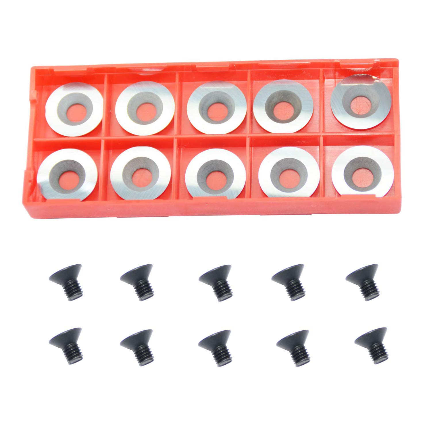 Ci0 16mm Round Carbide Inserts Cutters Knifes Indexable Replacement with Screws Fits For Full And Pro Size Popular DIY Wood Turning Finisher Hollower Tools Woodworking Lathe 10pcs