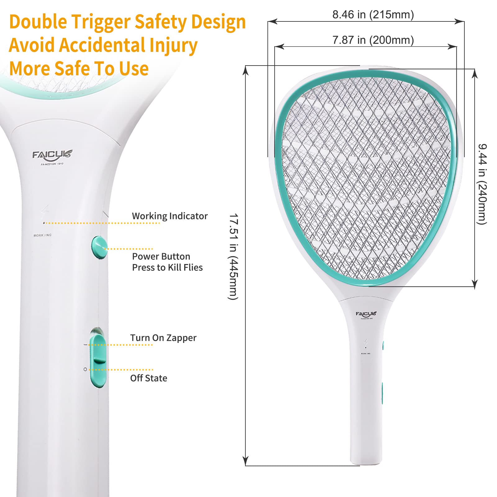 Faicuk Handheld Bug Zapper Racket Electric Fly Swatter