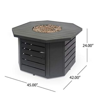 Mona Octagonal Iron Fire Pit, Matte Black